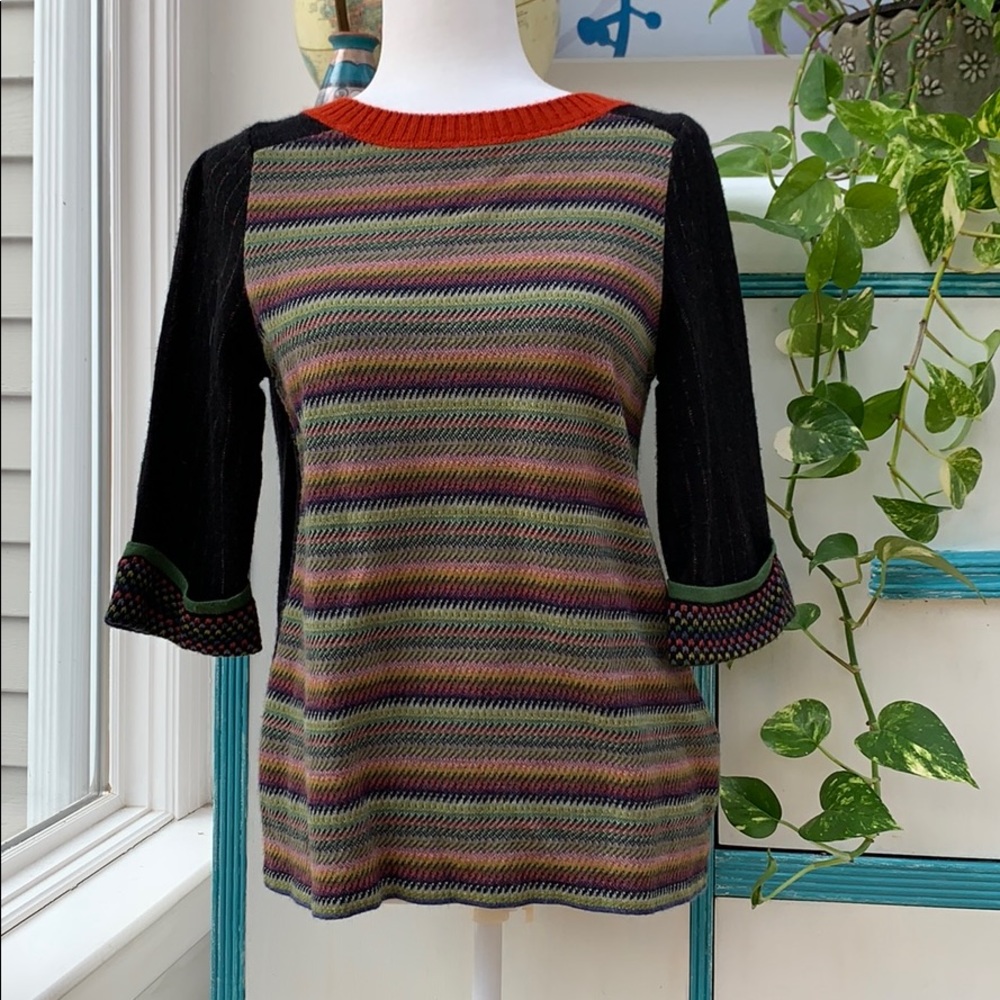 DESIGNER Catherine Andre Sweater, Women’s Size S, Navy Red Striped Sweater, Luxe